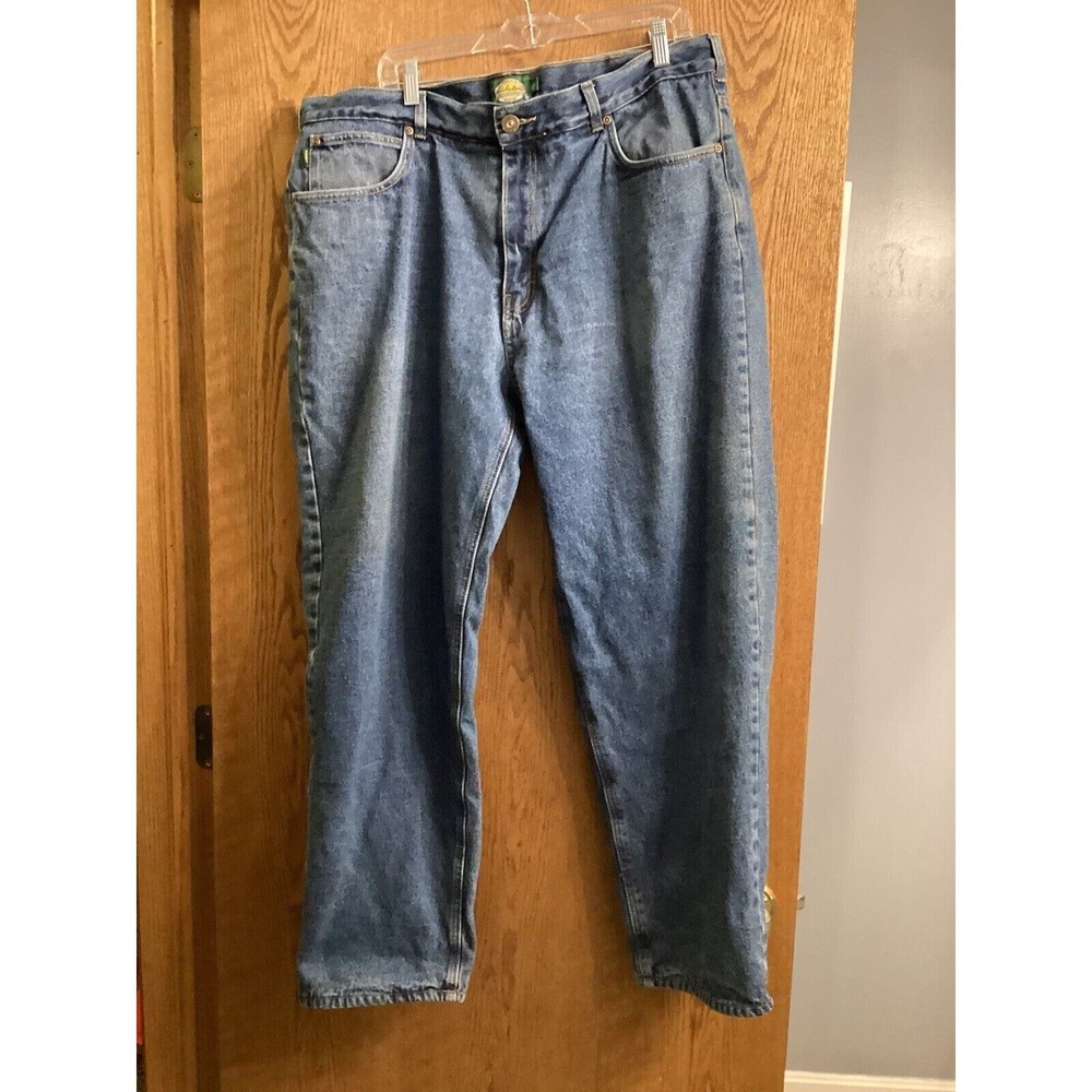 Cabela's Jeans Mens 40x32 Blue Denim Fleece Lining Straight Leg 5-Pockets